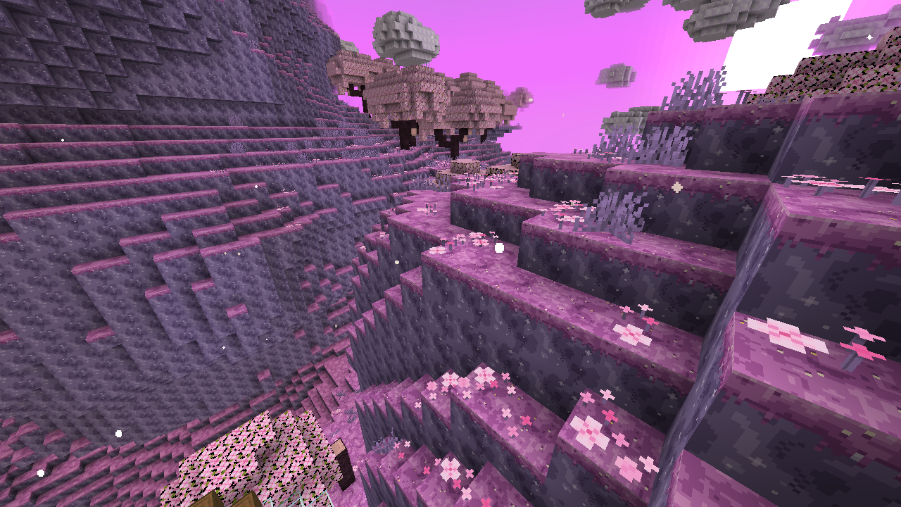 Historical rev-5 Brewdream cliffs, Dream Turf, cherry trees and floating clouds.