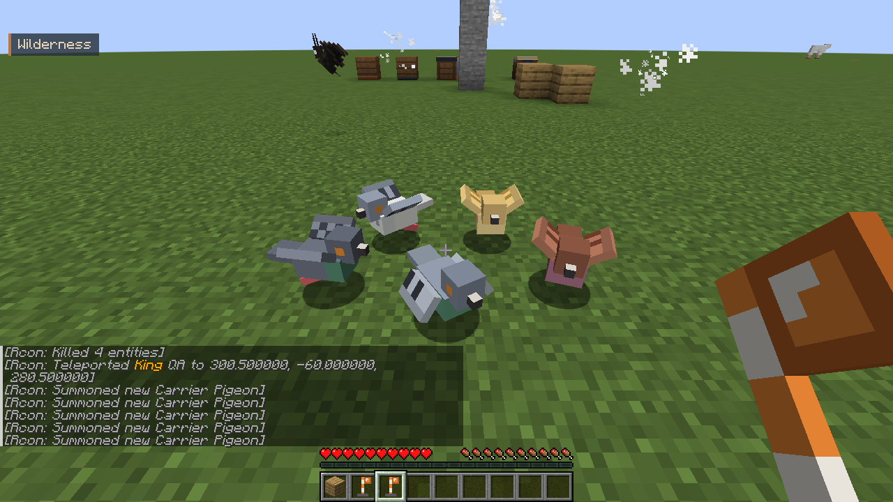 Historical R3b pigeon color examples in a development test world.